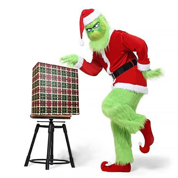 Christmas Costume for Men Adult  Luxury Green  Monster Suits Outfit The Santa Claus Cosplay Costume Christmas Costumes
