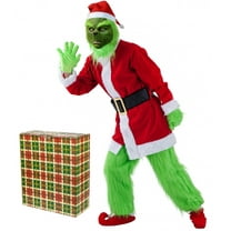 Christmas Costume for Men Adult Green Suits Outfit The Santa Claus Cosplay Costume Christmas Costumes