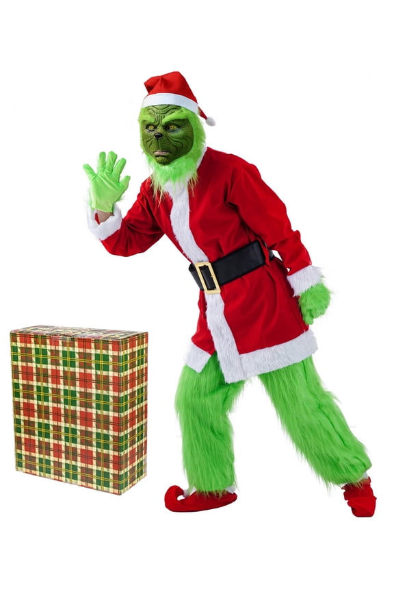 Christmas Costume for Men Adult Luxury Green Suits Outfit The Santa Claus Cosplay Costume Christmas Costumes