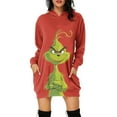 Christmas Costumes Woman 2024 Green 𝑮𝒓𝒊𝒏𝒄𝒉𝒔 Print Pullover Dress Long
