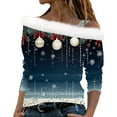 Christmas Costumes Woman 2024 Off the Shoulder TShirts Faux Fur Collar