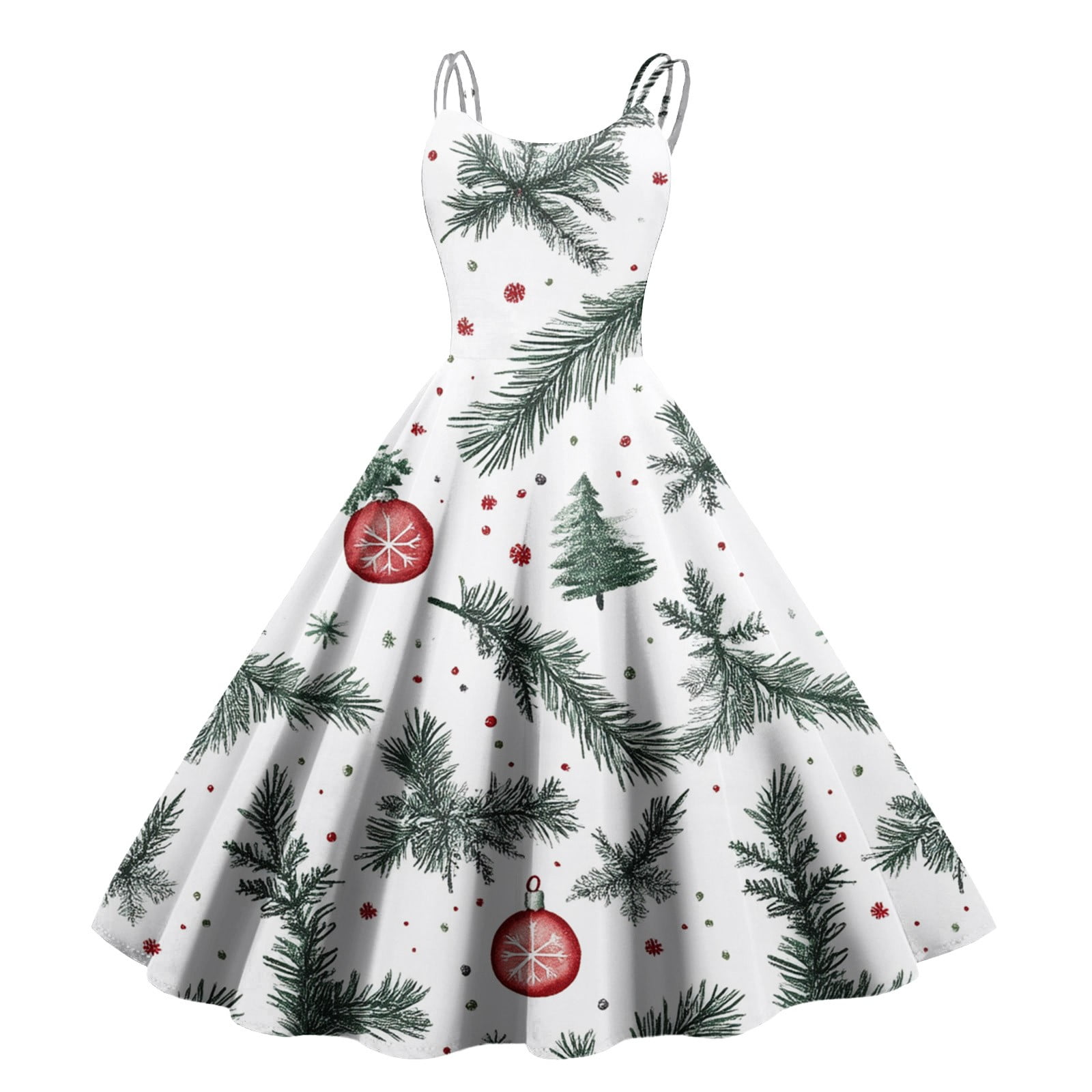 Christmas Costumes Woman 2024 Spaghetti Strap 1950s Vintage Dress