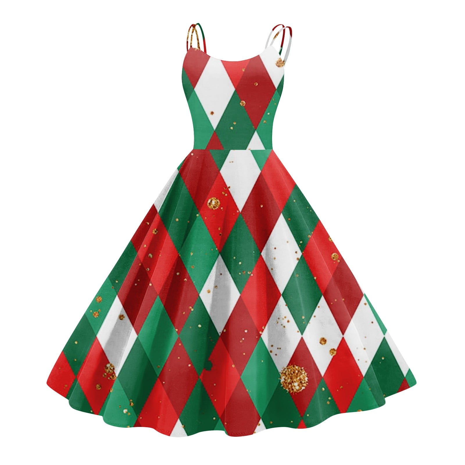 Christmas Costumes Woman 2024 Spaghetti Strap 1950s Vintage Dress