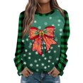 Christmas Costumes Woman 2024 Xmas Light Bow Graphic Pullover Tops Long