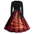 Christmas Costumes Woman 2024 Xmas Snowflake Print 1950s Vintage Dress
