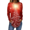 Christmas Costumes Woman 2024 Xmas Snowflake Print Blouse Crewneck