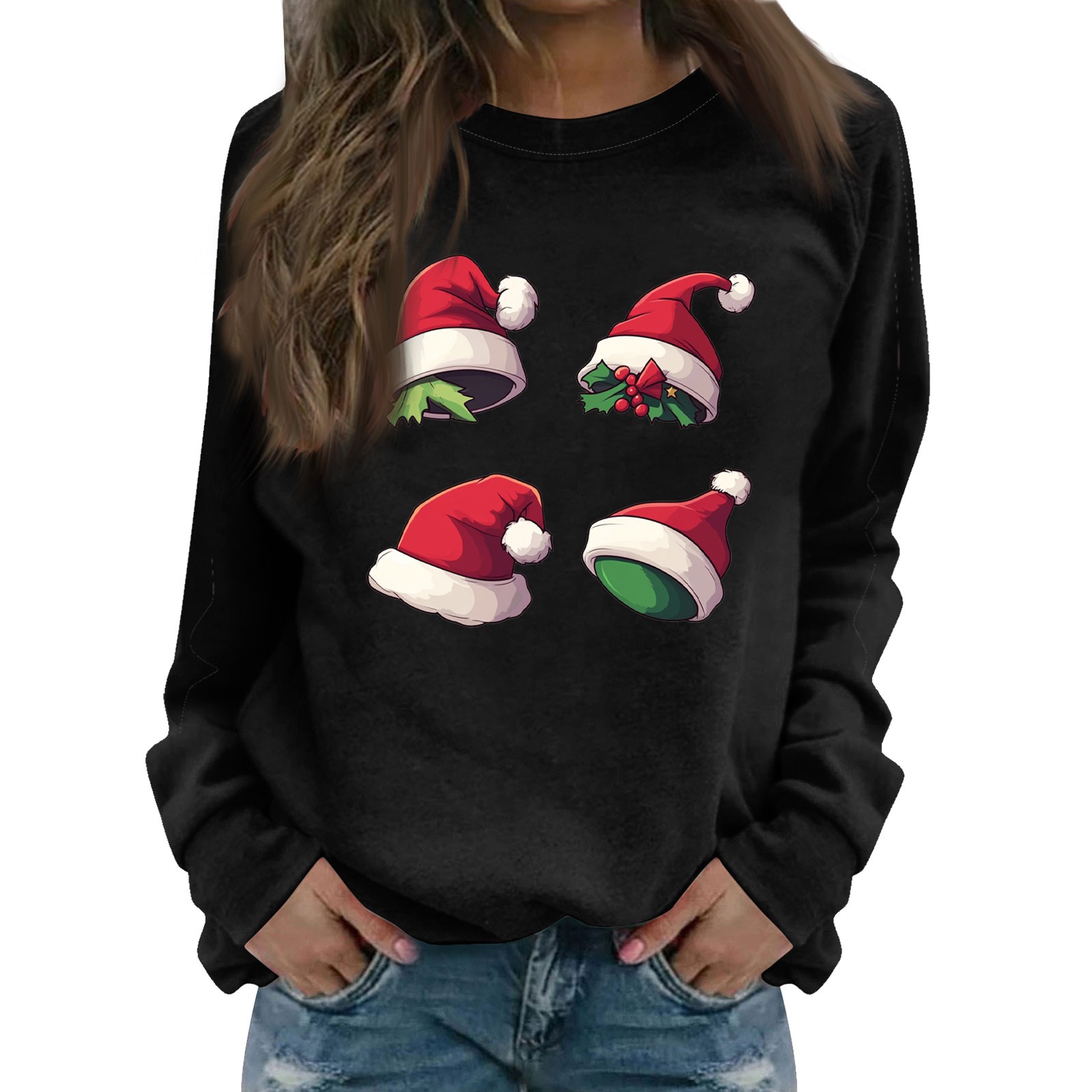 Christmas Costumes for Women Christmas Trees Graphic Pullover Tops Long