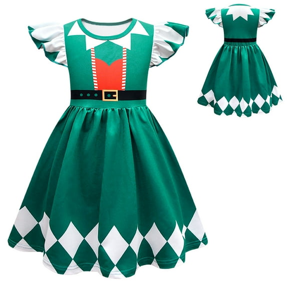 Christmas Costumes for Girls Elf Cosplay Princess Dress Fancy Xmas Party Outfit