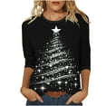 thumbnail image 1 of Christmas Costumes for Women Glitter Christmas Tree Shirt Womens 3/4 Sleeve Tops Crewneck Casual T Shirt Vacation Shirts, 1 of 5