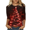thumbnail image 1 of Christmas Costumes for Women Glitter Christmas Tree Shirt Womens 3/4 Sleeve Tops Crewneck Casual T Shirt Vacation Shirts, 1 of 5