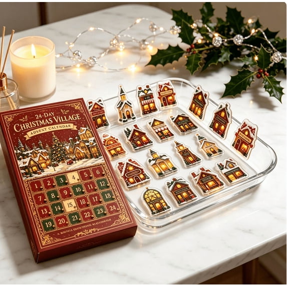 Christmas Cottage Advent Calendar 2026‑24‑Day Festive Countdown, Acrylic Charms Blind Box‑Gift For Family and Holiday‑Loving Friends