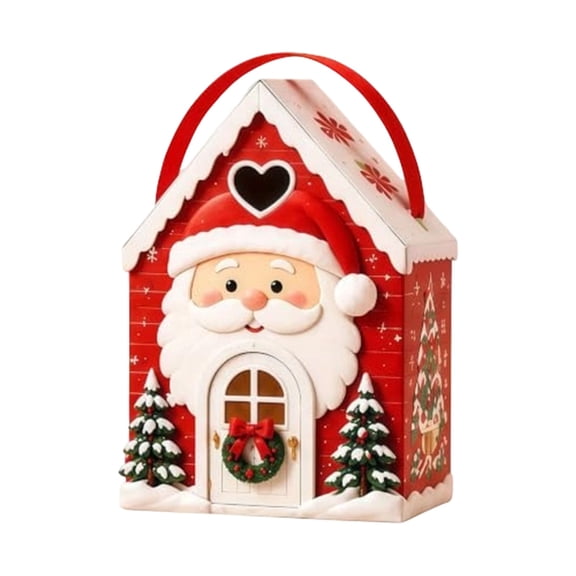 Christmas Cottage Handle Gift Box for Candy Cookies Small Gifts, 3D Festive Candy and Cookie Packaging Box for Holiday Party and Gift Giving
