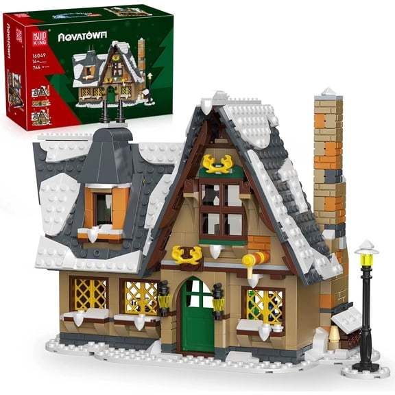 Christmas Cottage Model Kit, Winter Snow House Building Sets for Adult, Christmas Decoration for Home