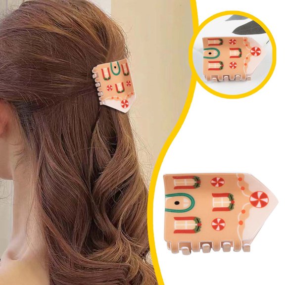 Christmas Cottage Puzzle Hairpin Holiday Hairstyle Decoration Cute Winter Barrettes for Women Girls Festive Hair Accessories