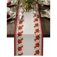 thumbnail image 1 of Christmas Cotton Linen Table Runner for Dining Kitchen, Xmas Winter Red White Poinsettia Striped Wedding Outdoor Party Tablerunners Decoration, Dresser Scarf Coffee Tablecloth Runners 13x70 Inches, 1 of 9