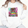thumbnail image 1 of Christmas Cotton Neon Tree Bow Graphic Tee T-Shirt Print Top Hooded long-sleeved White S-2XL, 1 of 6
