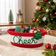 thumbnail image 1 of Christmas Cotton Rope Storage Basket Decorative Woven Basket with Embroidered Holiday Xmas Gift Basket for Gifts Candy Toy Home Table Decor, for Shelf, Desk and Bathroom Storage, Style C, 1 of 7