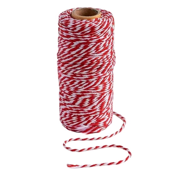 Bakers Twine Red and White Cotton String for Art Weaving Decorations(2mm 328ft)