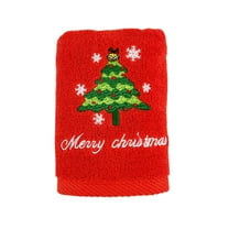 Christmas Cotton Towel Gift Box, Red and Green Santa Claus and Tree Design, Holiday Bath Towel for Festive Decor, Absorbent and Soft Towel for Daily Use