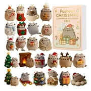 Christmas Countdown 2025 Pusheen Advent Calendar, 2D Acrylic Hanging Decor, 24 Days Blind Box Collectibles for Cat Lovers & Christmas Tree Ornaments