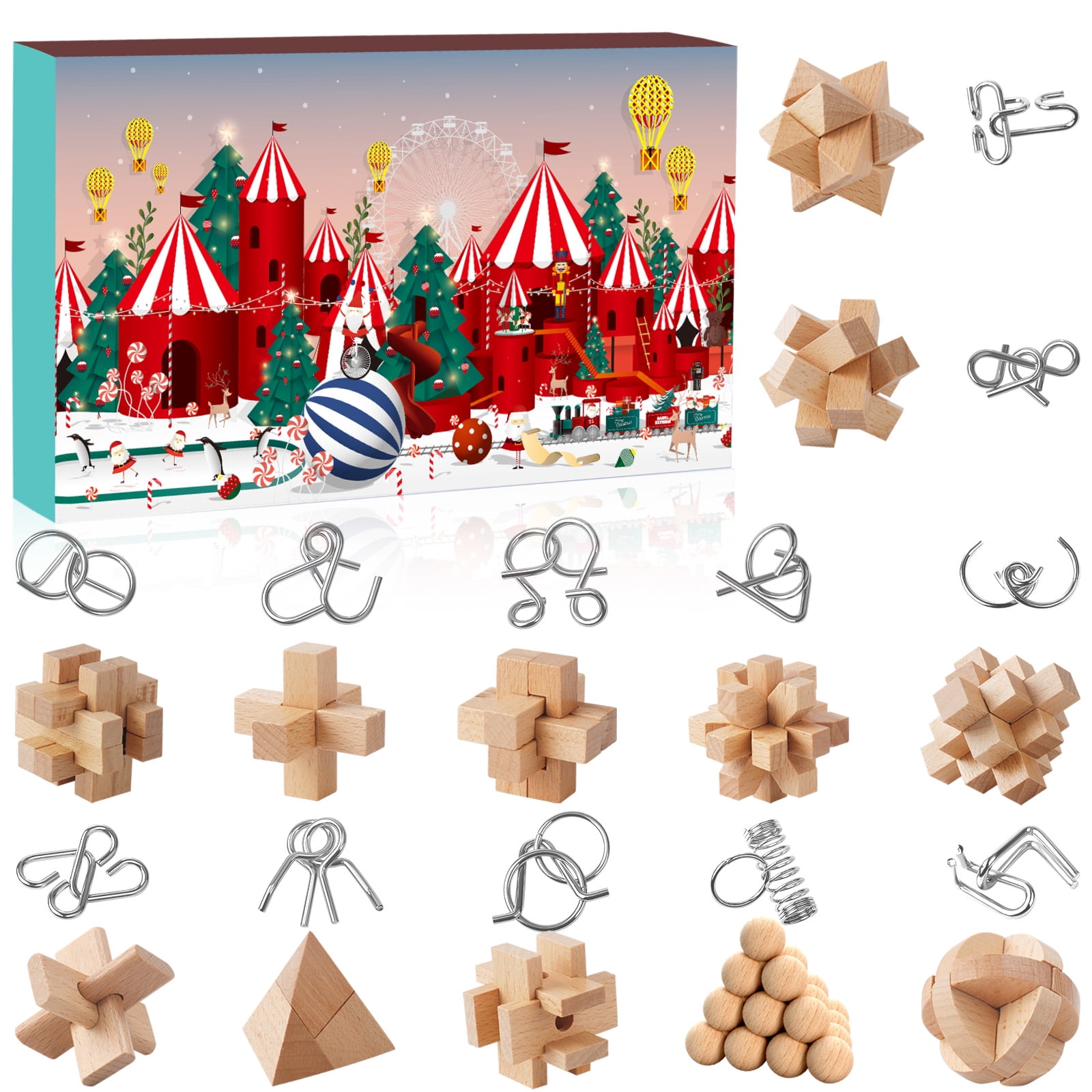 Christmas Countdown Advent Calendar 2024 with 24 Brain Teasers for Xmas