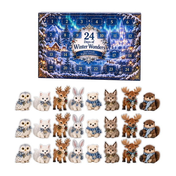 Christmas Countdown Advent Calendar Winter Wonders, 24 Pieces Winter Wildlife Acrylic Ornament Set