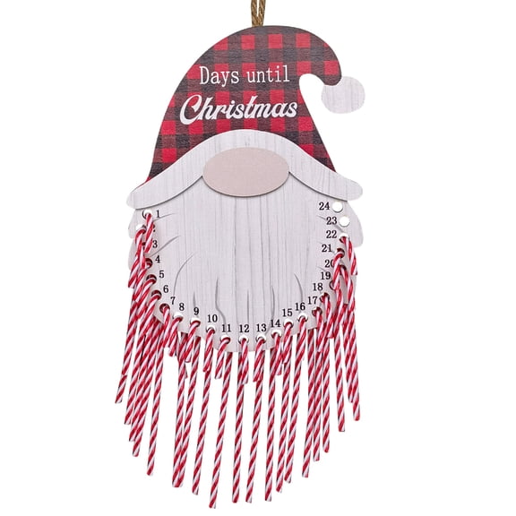Christmas Countdown Calendar Hanging Ornament with 24PCS Crutch Candy Wooden Countdown Calendar Decoration Time Remin...
