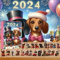 Christmas Countdown Calendar Set with 24 Surprise Ornaments Festive Holiday Cute Dog Acrylic Pendants Advent Calendar for Kids Family