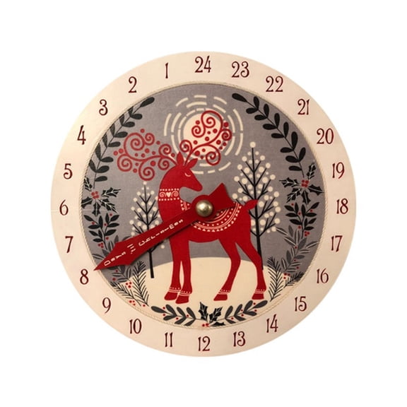 Christmas Countdown Calendar Wooden Clock Model Ornament for Home Kitchen Dining Table Decor