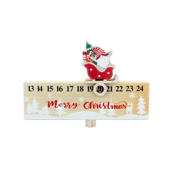 Christmas Countdown Calendar Wooden Desktop Block Advent Day Counter with Sliding Star Number Marker and Santa Table Decor B