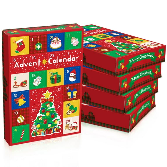 Christmas Countdown Gift Boxes – Set of 5 24-Grid Empty Boxes for Candy & Party Favors – Advent Calendar Packaging