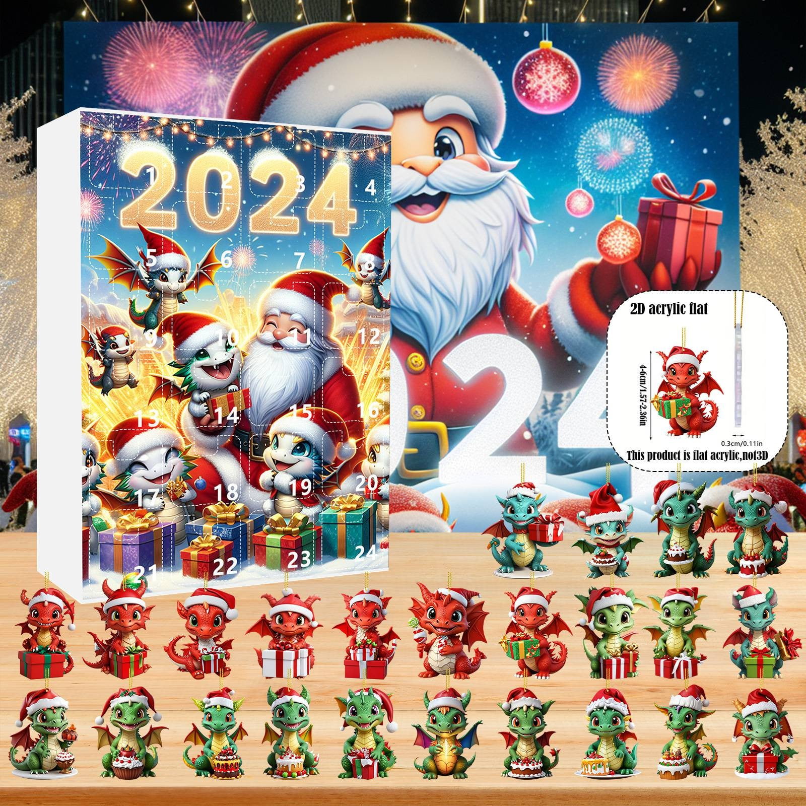 Christmas Countdown Mystery Set Acrylic Red Charms Surprise Holiday For