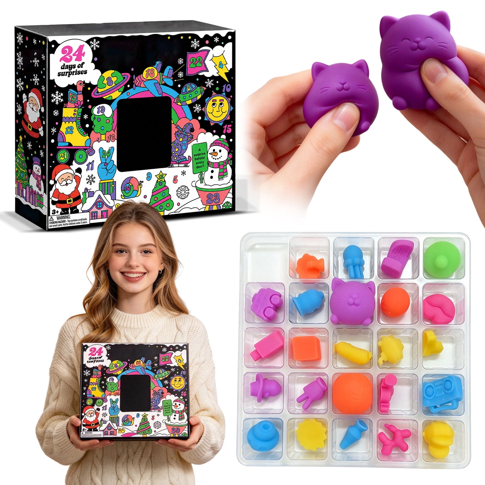 Deviantart Fidget Christmas Countdown Nee Adventdoh Calendar, 24 Grids Tray Blind Box ...