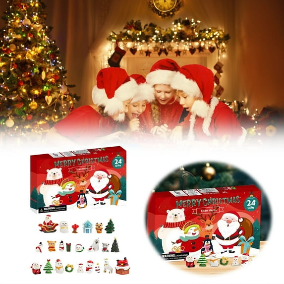 Christmas Countdown Set 24 Piece Surprise Items Variety Shapes Holiday Advent Calendar for Kids Adults Family Celebration