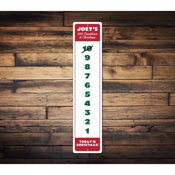 Christmas Countdown Sign Custom Kid's Christmas Sign Vertical Holiday Sign Countdown To Christmas Decor - Sign Decor - Size: 16 x 4 Inches