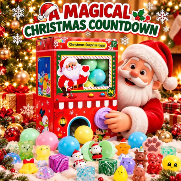 Christmas Countdown Squishy Toys, 24 Surprise Capsule Advent Calendar Vending Machine, Holiday Gift and Party Favors A#010