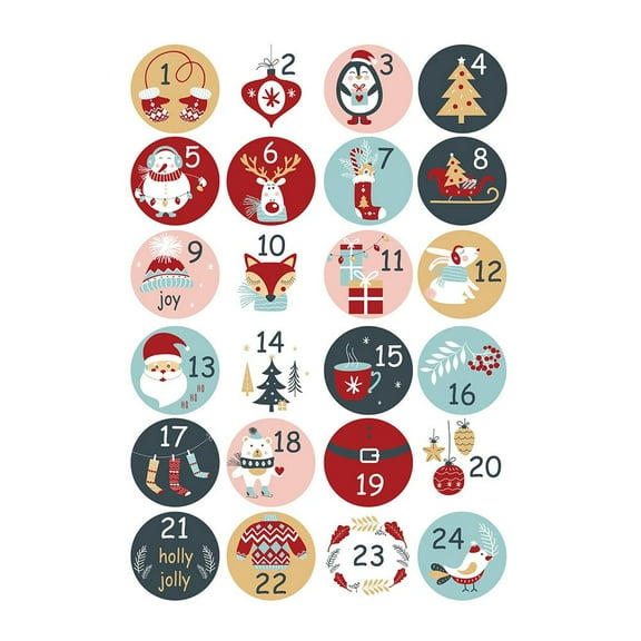 Christmas Countdown Sticker Calendar, 24-Day Paper Stickers for Daily Tracking, Fun Family Advent Activity for Kids