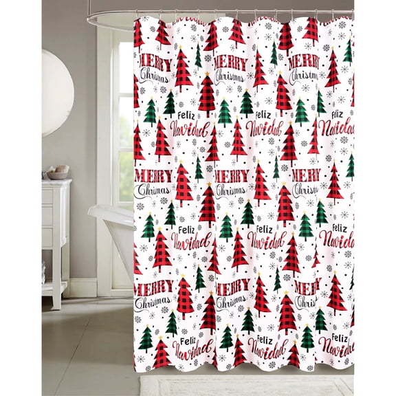 Christmas Country Forest Slub Shower Curtain