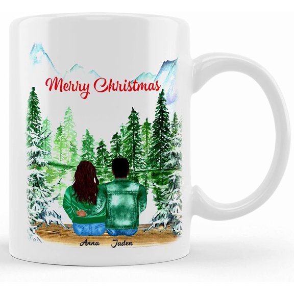 Christmas Couple Mug Merry Christmas Mug Ceramic Coffee Mug For Couple Husband Wife Christmas Gift Holiday Gift Portrait, Ceramic Novelty Coffee Mug, Tea Cup, Gift Present F