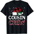 thumbnail image 1 of Christmas Cousin Crew Red Plaid Santa Hat Boys Girls Kids T-Shirt, 1 of 4