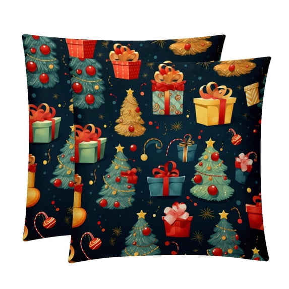 Christmas Covers Throw Pillow Set - 2 Pack Throw Pillow Inserts Included - Unique Patterns - 16x16, 18x18, 20x20 Inches for Home Decor - Throw Pillow - Decorative Pillows