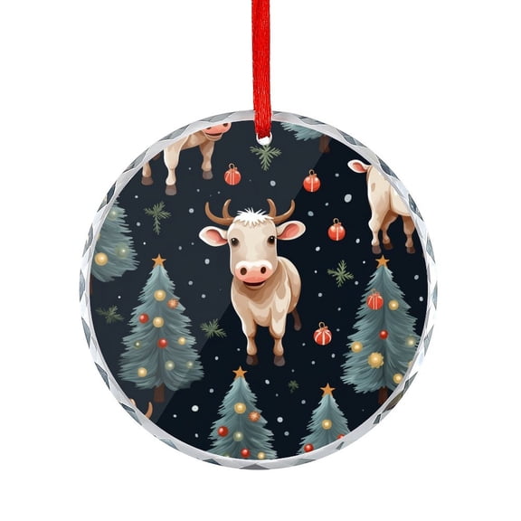 Christmas Cow Farm Animal Glass Ornament Xmas Decor Indoor Home Holiday Party Gifts Animal Farm Bull Cow Vintage Christmas Tree Glass Ornament