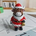 thumbnail image 1 of Christmas Cow Resin Statue with Santa Hat, Festive Farm Animal Figurine for Holiday Home Decor, Tabletop Mantel Display, and Christmas Village Scene, 1 of 3