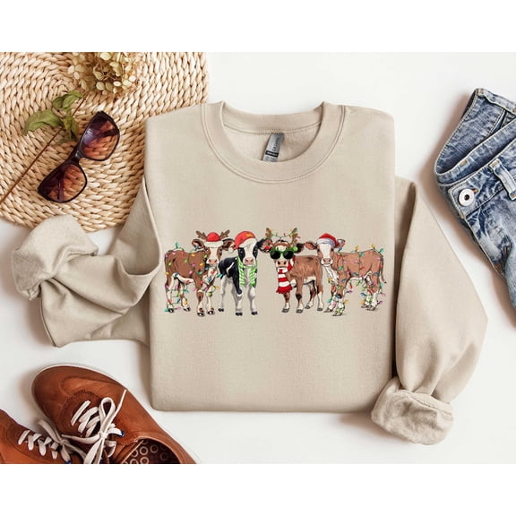 Christmas Cow Sweatshirt, Cow Lover Gift, Funny Christmas Shirt, Holiday Sweater, Farm Christmas Shirt, Mooey Cow Shirt, Christmas Crewneck