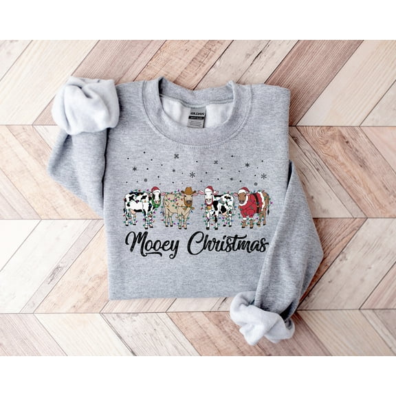 Christmas Cow Sweatshirt, Cow Lover Gift, Funny Christmas Shirt, Holiday Sweater, Farm Christmas Shirt, Womens Cow Shirt, Christmas Crewneck, Adorable Xmas Shirt