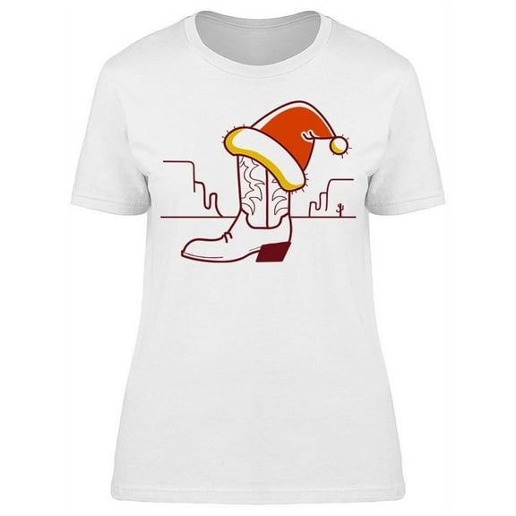 Christmas Cowboy Boot Graphic T-Shirt Women -Image by Shutterstock, Female Large