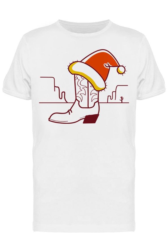 Christmas Cowboy Boot T-Shirt Men -Image by Shutterstock, Male Large