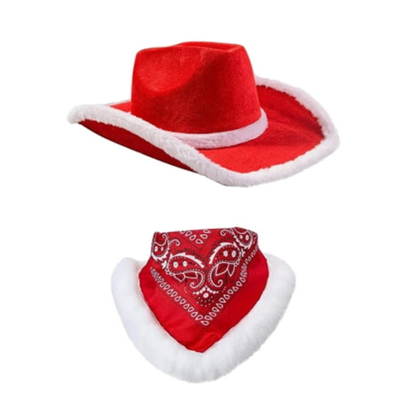 Christmas Cowboy Hat Soft Men Women Jazz Hat Santa Hat for Stage Performance B