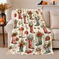 thumbnail image 1 of Christmas Cowgirl Boots with Poinsettias Wrapped Presents and Pine Sprigs, Festive Western Art for Cowgirl Style Fans, Warm Flannel Blanket for Living Room and Bedroom, Christmas Gift, Home Decor, 1 of 9