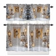 thumbnail image 1 of Christmas Cozy Kitchen Curtains and Valances Set, House Snowman White Xmas Tree Snowflake Rod Pocket Window Valance 18 Inch Window Curtain Panels for Living Room Bedroom Laundry, 27.5x36in, 3 Pieces, 1 of 7